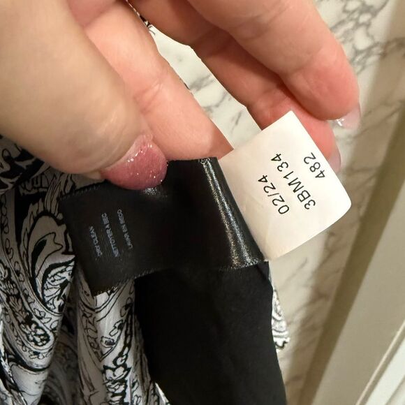 NEW TAHARI ASL Paisley Side Ruched Midi Dress in Black Ivory Plus Size 14 - Picture 12 of 14